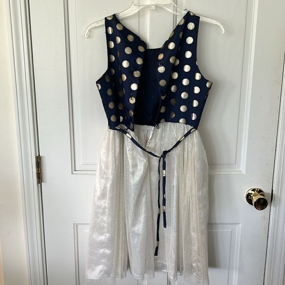 SWEET HEART ROSE NAVY & GOLD MATCHING COAT & DRESS - Picture 8 of 12